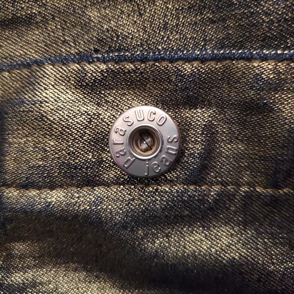 PARASUCO Gold Shimmer Denim Jean Jacket Metallic Finish Size Large - Picture 10 of 15
